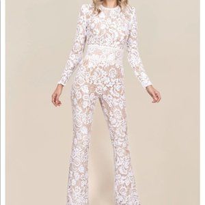 Nadine Merabi Bella White Jumpsuit XS